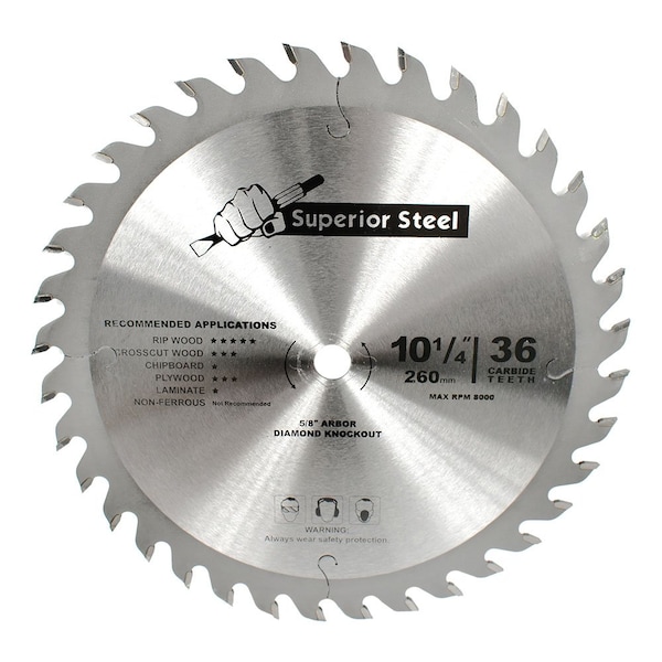 Superior Steel 10-1/4 Inch x 36 Teeth Framing Circular Saw Blade 25034 - main